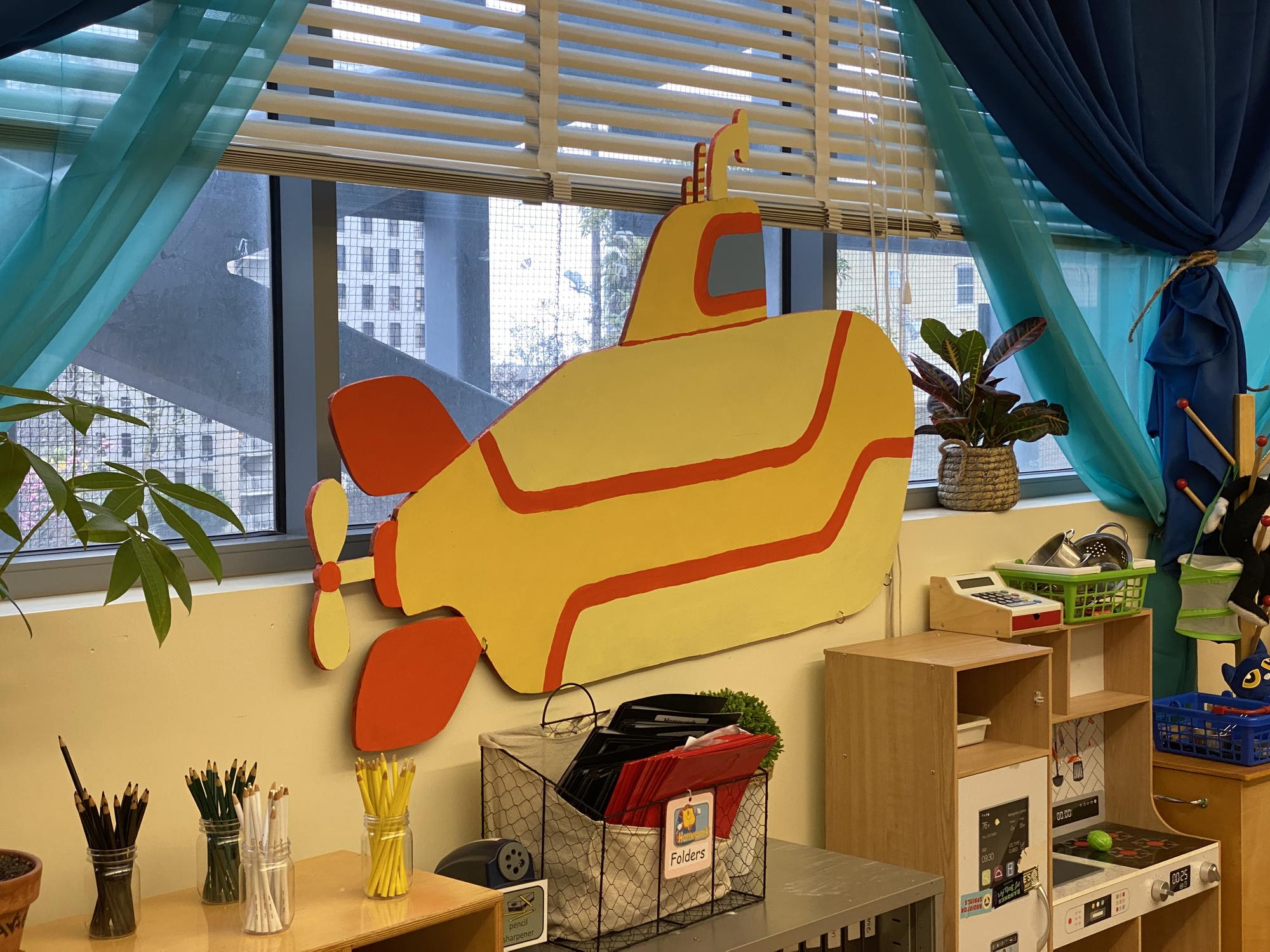 The submarine in the Coral Reef room