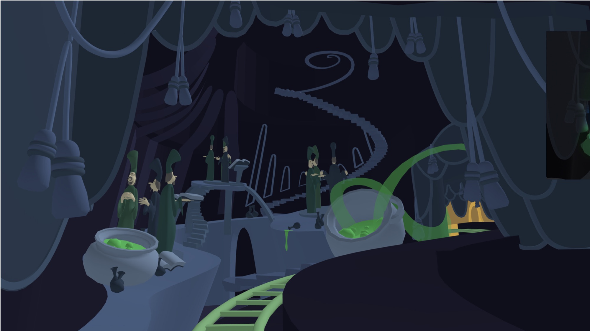 Indoor dark-ride scene in the king’s castle