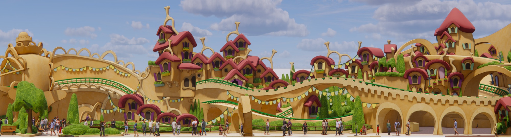 Panorama of the Oobleck town and coaster
